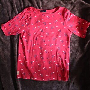 <👽 3/20$>Bonprix collection, Red Tee, Anchor Print, Short Sleeve, size Medium